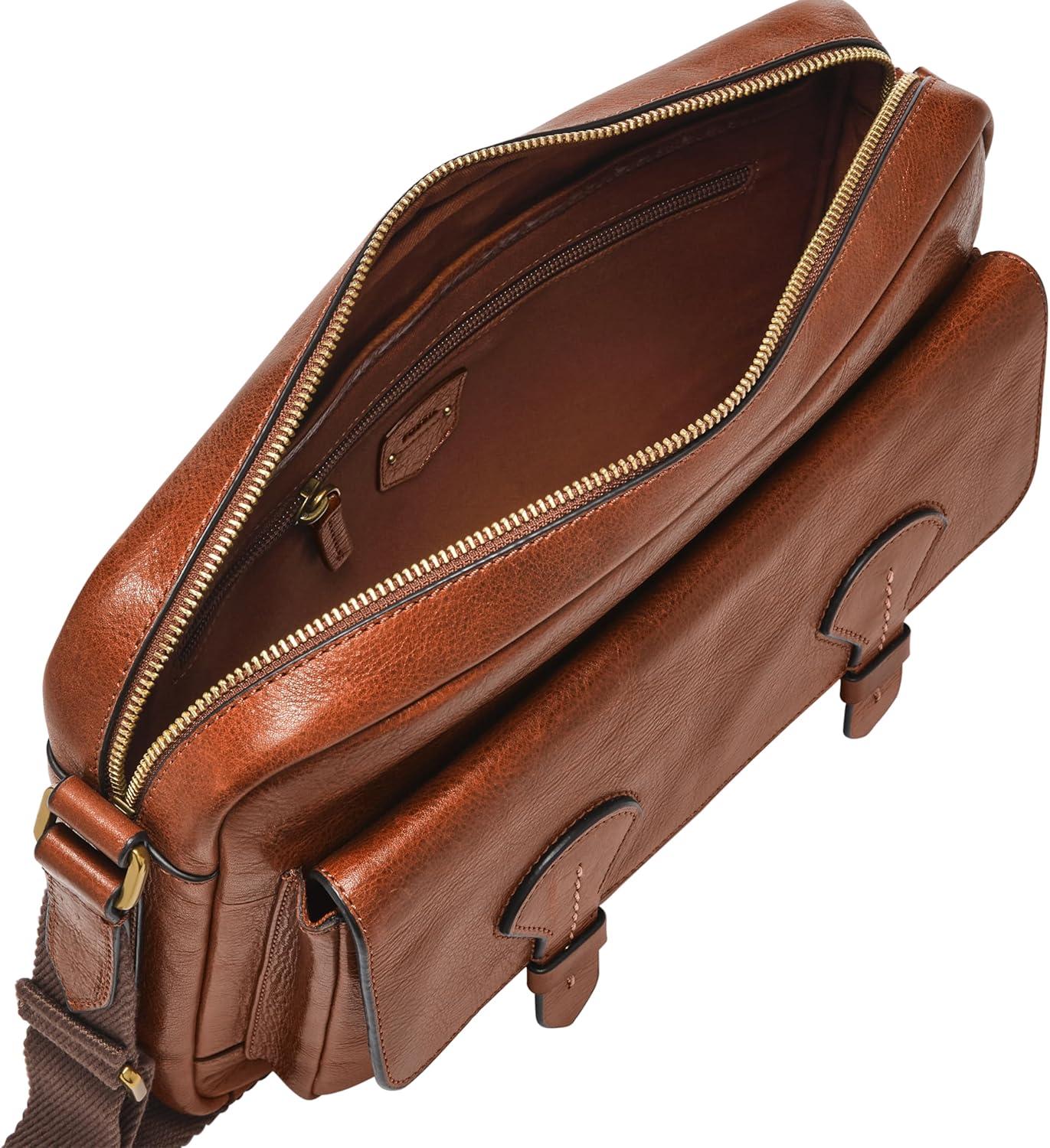 imageFossil Leather or Fabric Courier Messenger Bag for MenBennet Brown