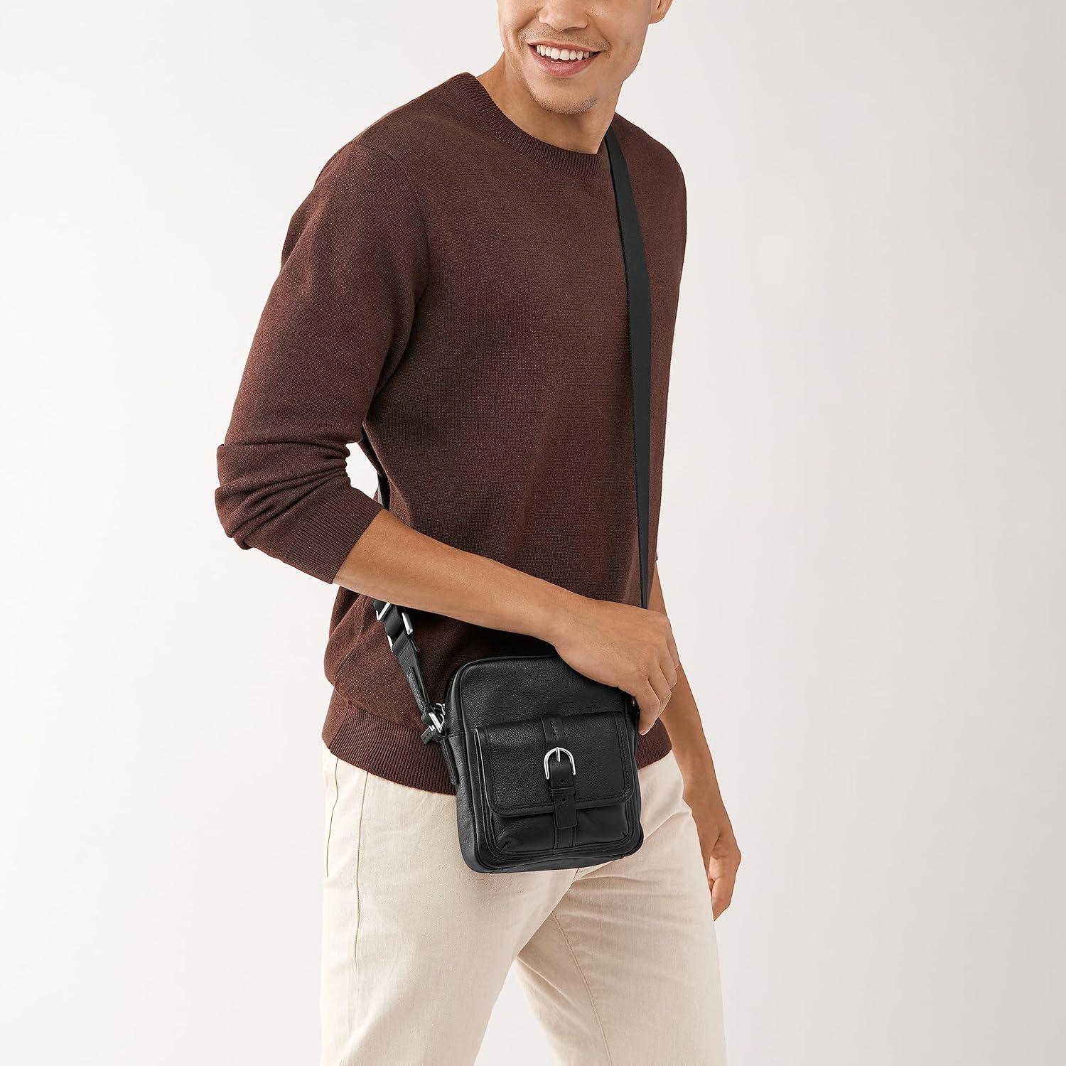 imageFossil Leather or Fabric Courier Messenger Bag for MenCamden Black Commuter