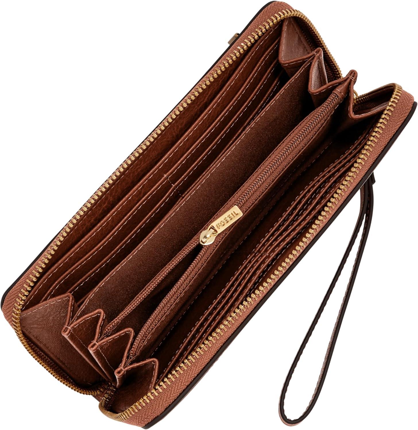 imageFossil Logan Zip Around Clutch Wallet NebulaBrown