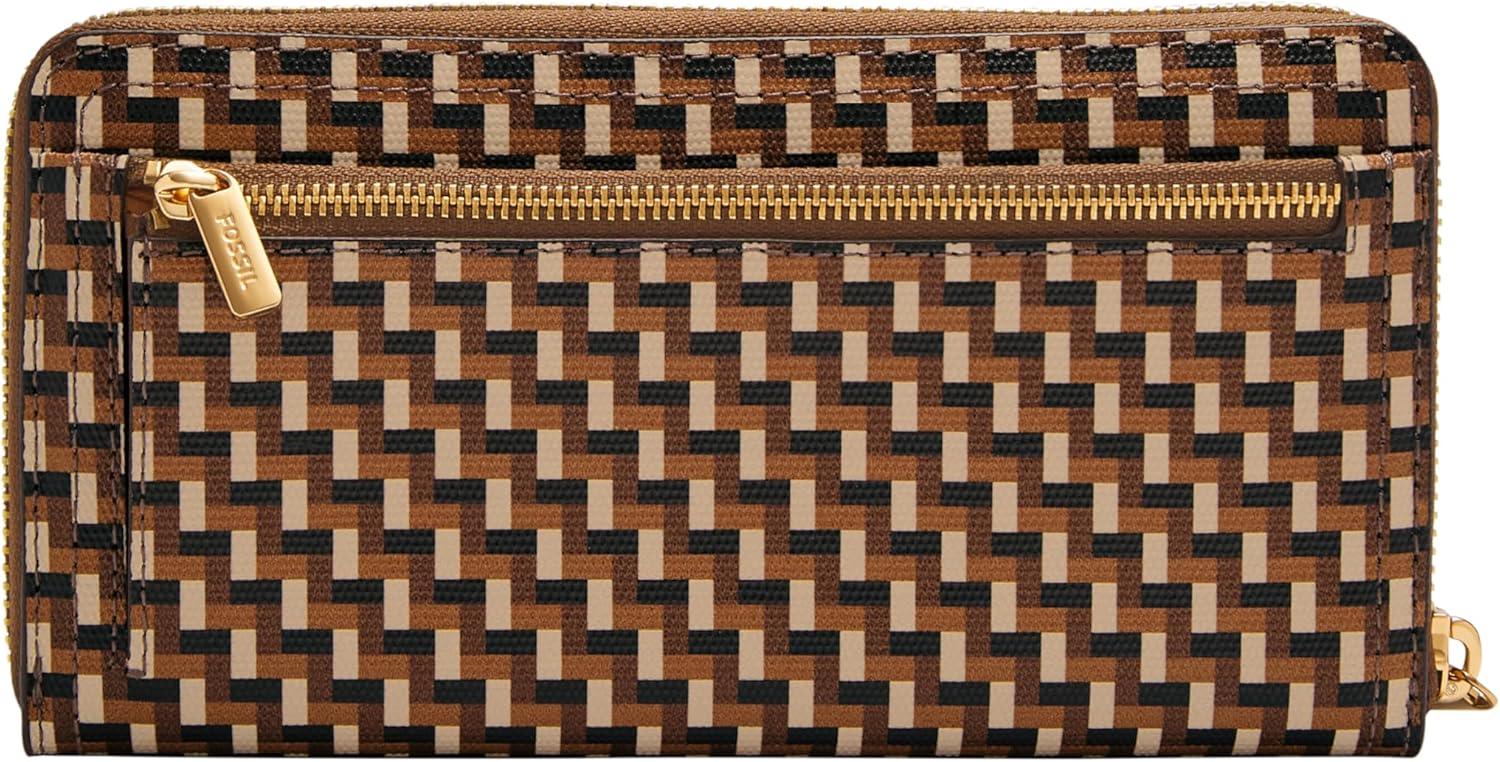 imageFossil Logan Zip Around Clutch Wallet NebulaNeutral Woven Print