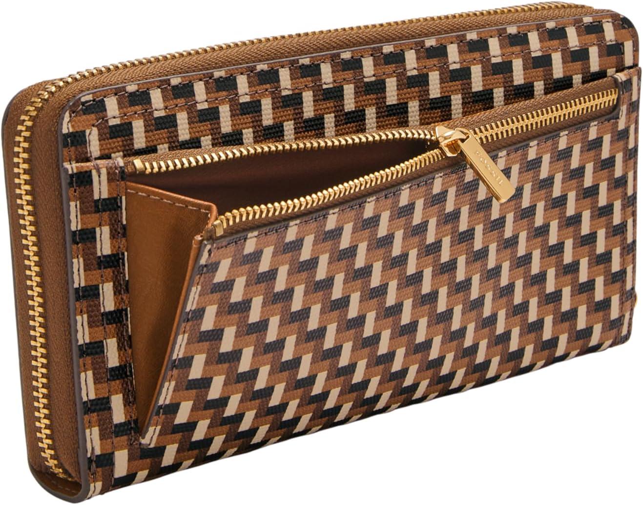 imageFossil Logan Zip Around Clutch Wallet NebulaNeutral Woven Print