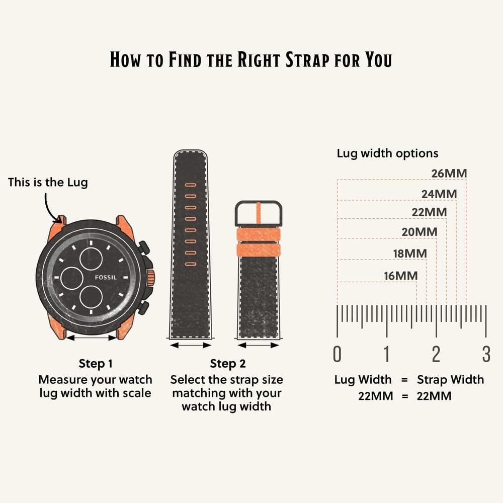 imageFossil Mens 22mm Dark Brown LiteHide Leather Watch BandBlack LeatherBlack