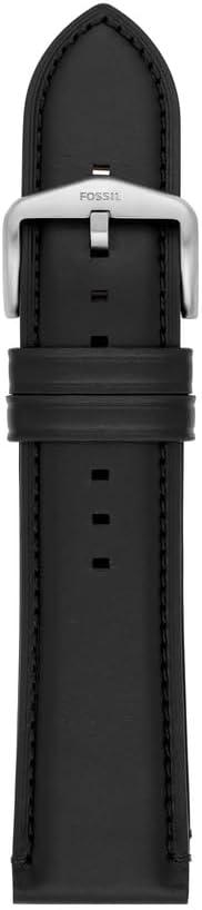 imageFossil Mens 22mm Dark Brown LiteHide Leather Watch BandBlack LeatherSilver