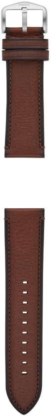 imageFossil Mens 22mm Dark Brown LiteHide Leather Watch BandLight Brown LeatherSilver