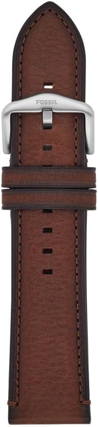 imageFossil Mens 22mm Dark Brown LiteHide Leather Watch BandLight Brown LeatherSilver