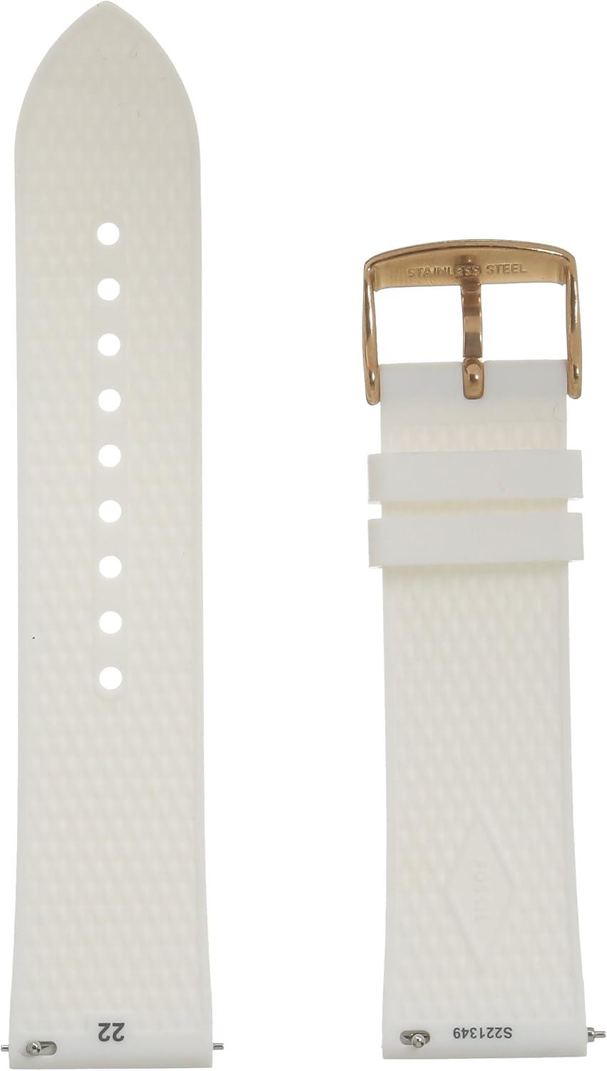 imageFossil Mens 22mm Dark Brown LiteHide Leather Watch BandWhite SiliconeRose Gold