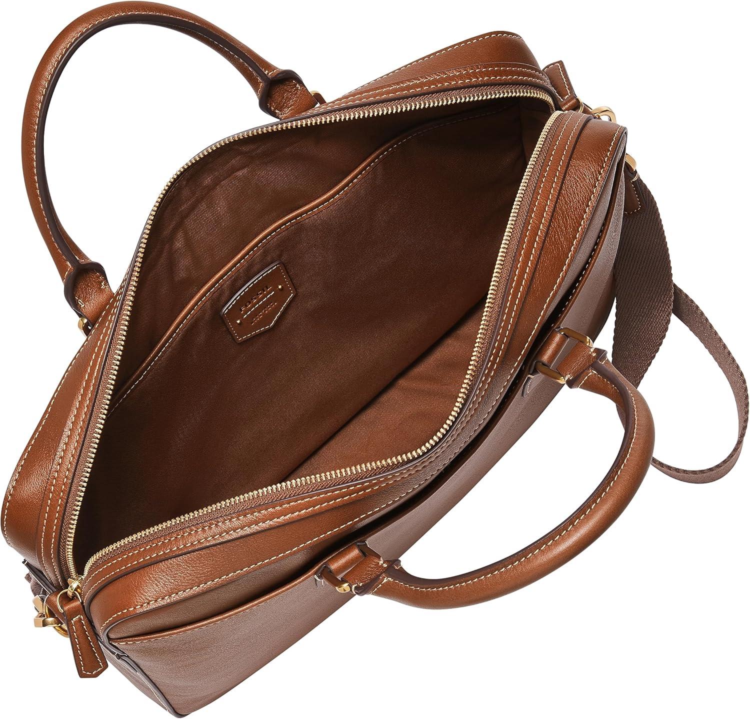 imageFossil Mens Asher Leather Messenger Laptop BagAsher Brown Leather