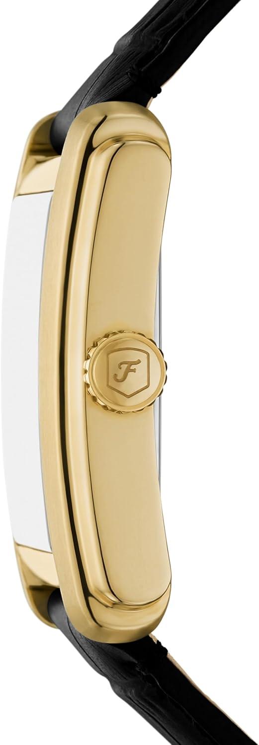 imageFossil Mens Carraway Quartz Stainless Steel ThreeHand WatchBlack LeatherGold