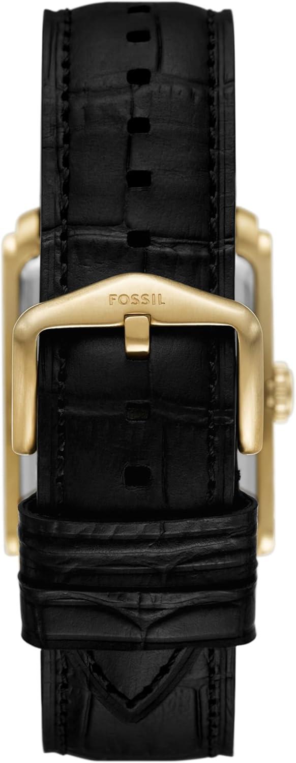 imageFossil Mens Carraway Quartz Stainless Steel ThreeHand WatchBlack LeatherGold