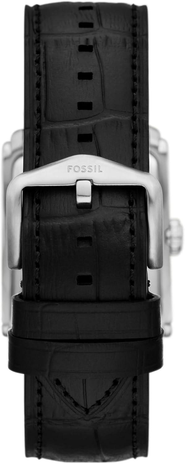 imageFossil Mens Carraway Quartz Stainless Steel ThreeHand WatchBlack LeatherSilver