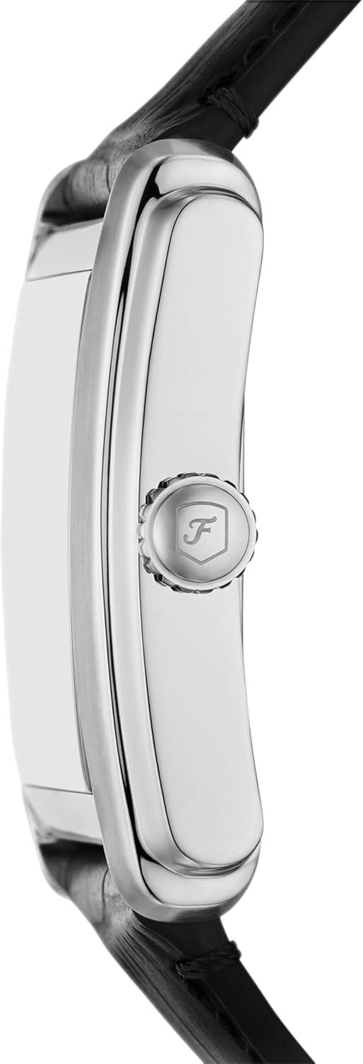 imageFossil Mens Carraway Quartz Stainless Steel ThreeHand WatchBlack LeatherSilver