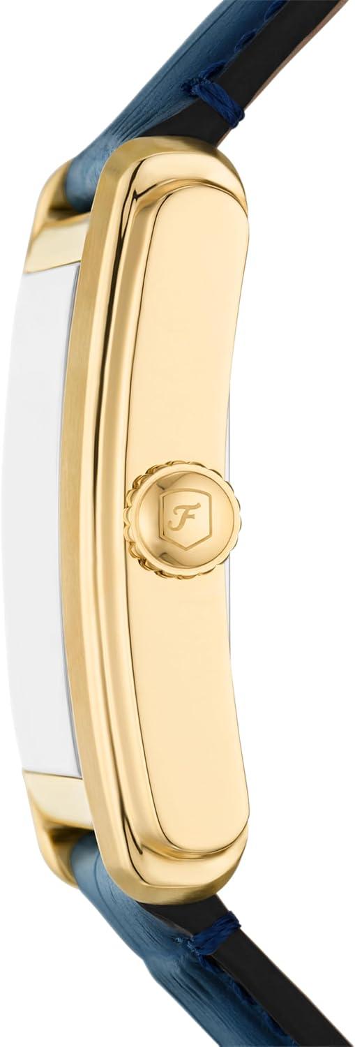 imageFossil Mens Carraway Quartz Stainless Steel ThreeHand WatchBlue LeatherGold