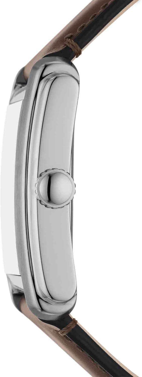 imageFossil Mens Carraway Quartz Stainless Steel ThreeHand WatchBrown LeatherSilver