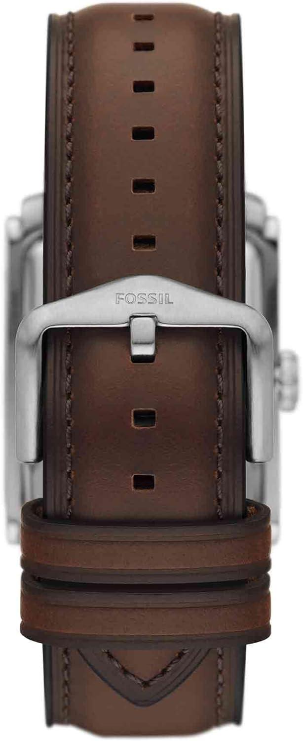 imageFossil Mens Carraway Quartz Stainless Steel ThreeHand WatchBrown LeatherSilver