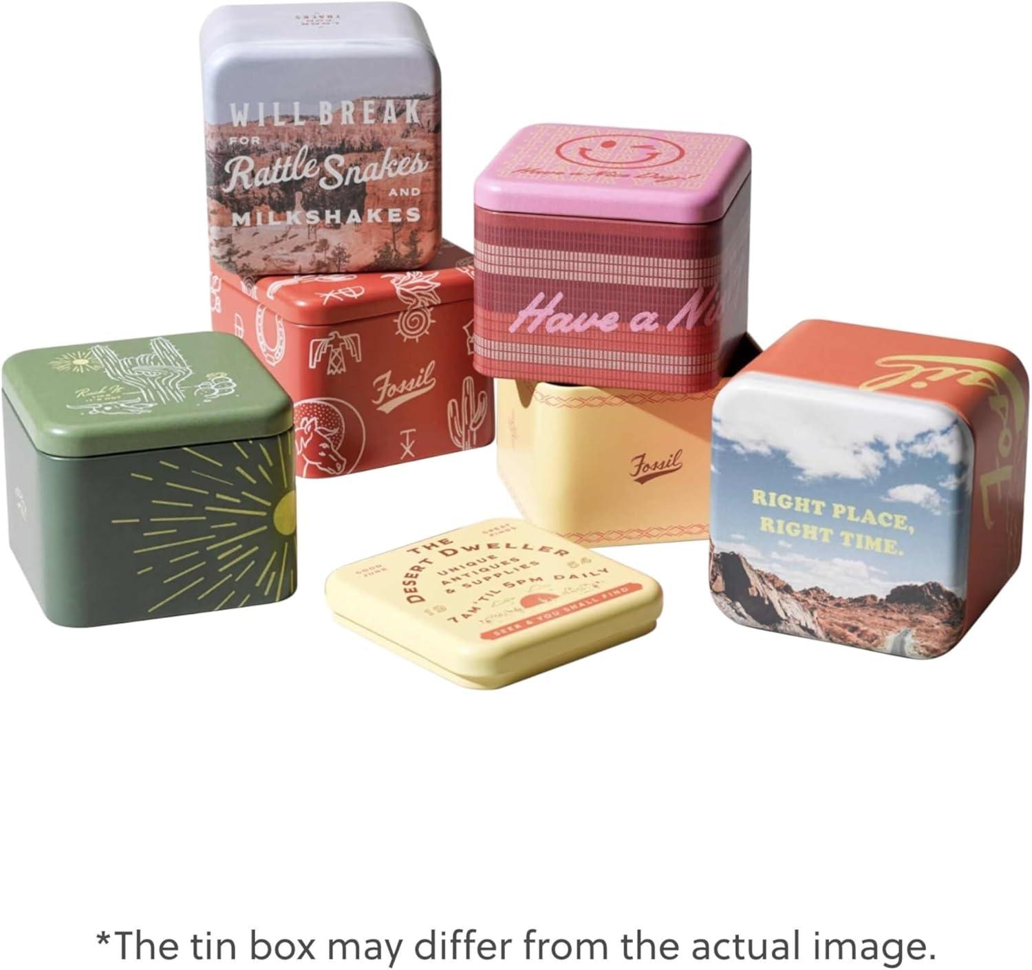 imageFossil Mens Carraway Quartz Stainless Steel ThreeHand WatchBrown LeatherSilverIce Blue