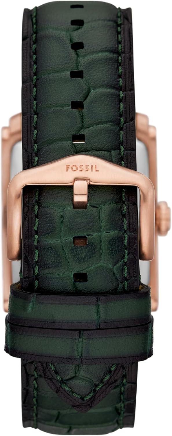 imageFossil Mens Carraway Quartz Stainless Steel ThreeHand WatchGreen LeatherRose Gold