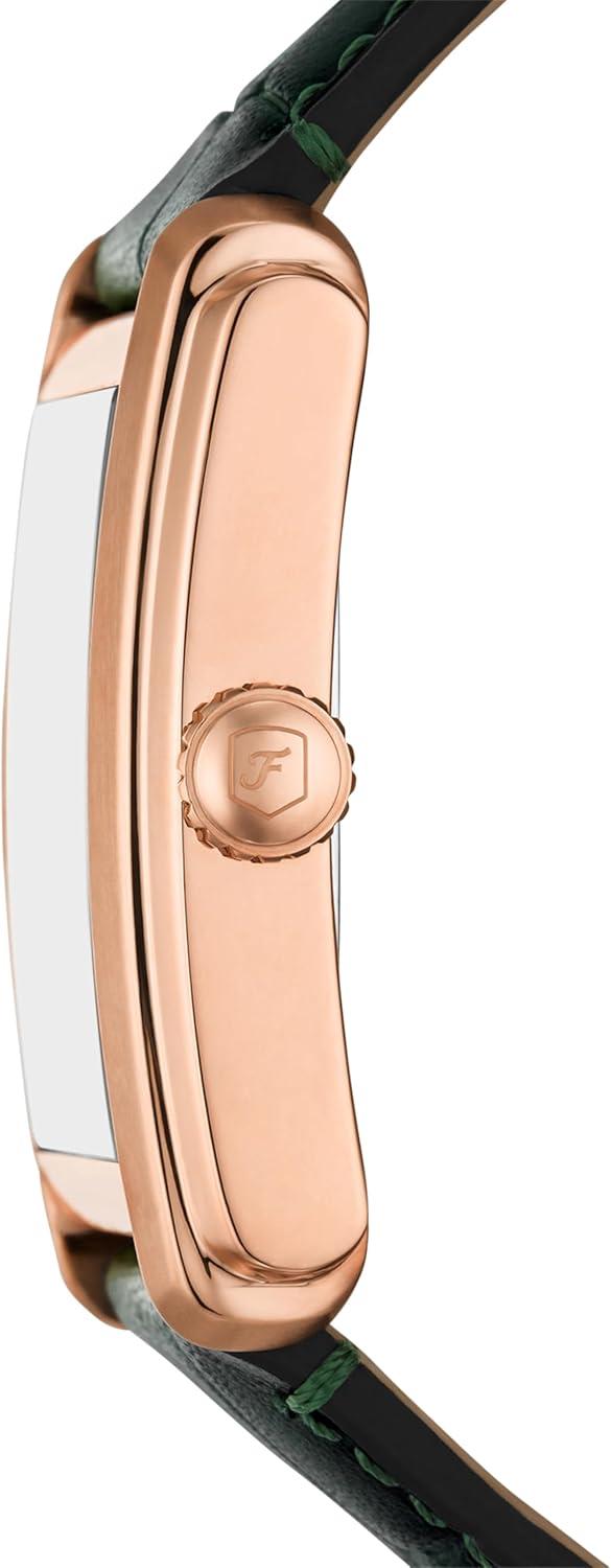 imageFossil Mens Carraway Quartz Stainless Steel ThreeHand WatchGreen LeatherRose Gold