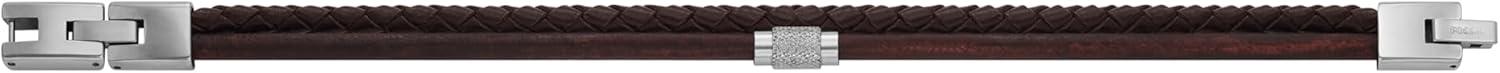 imageFossil Mens Casual Stainless Steel and Genuine Leather Bracelet for MenBrown Braided Multi w Silver Rondelle