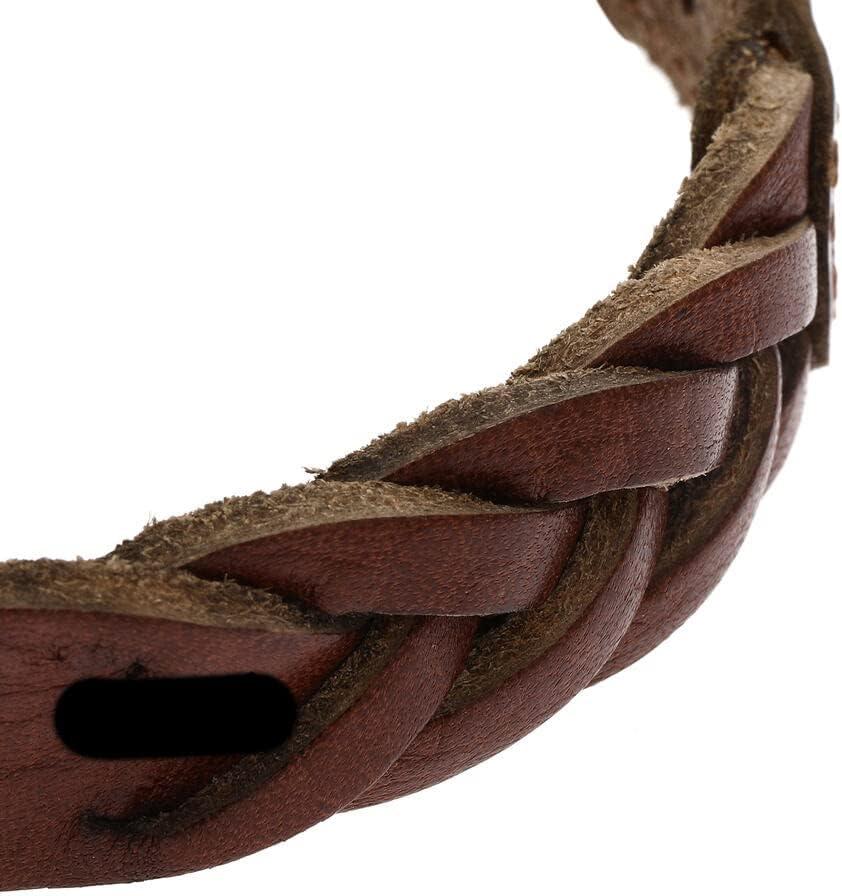 imageFossil Mens Casual Stainless Steel and Genuine Leather Bracelet for MenHeritage Brown Large