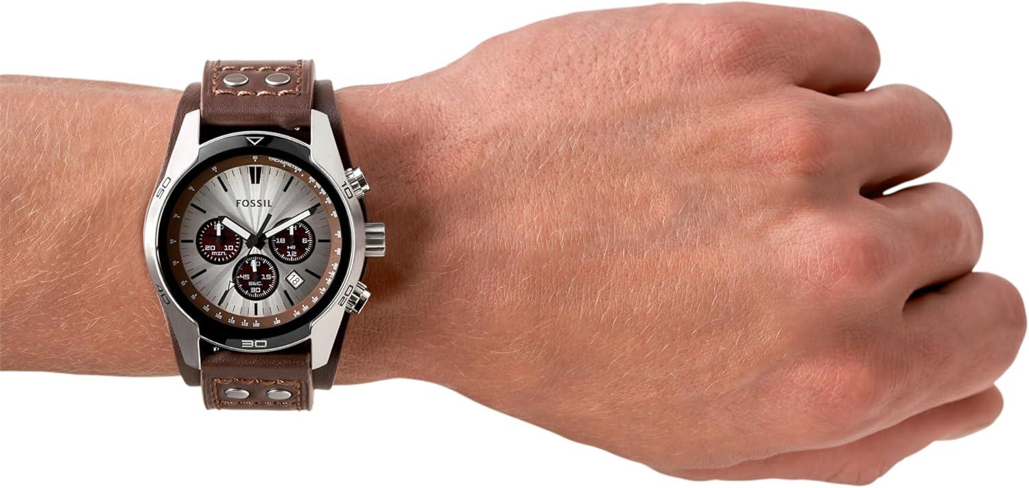 imageFossil Mens Coachman Quartz Stainless Steel and Leather Chronograph WatchBrown