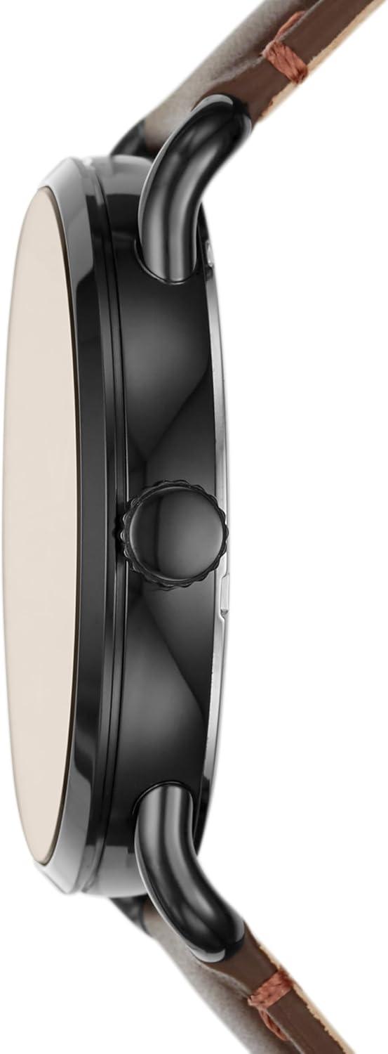 imageFossil Mens Copeland Quartz Stainless Steel and Leather ThreeHand WatchBlackBlack Dial  Brown