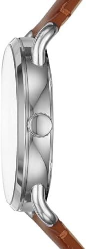 imageFossil Mens Copeland Quartz Stainless Steel and Leather ThreeHand WatchSilverBlue Dial  Brown