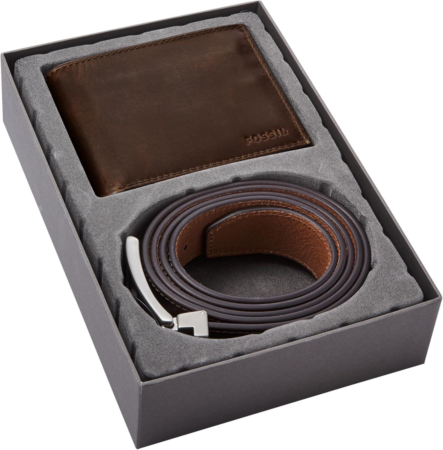 imageFossil Mens Derrick Bifold Flip ID WalletBrown Belt Set