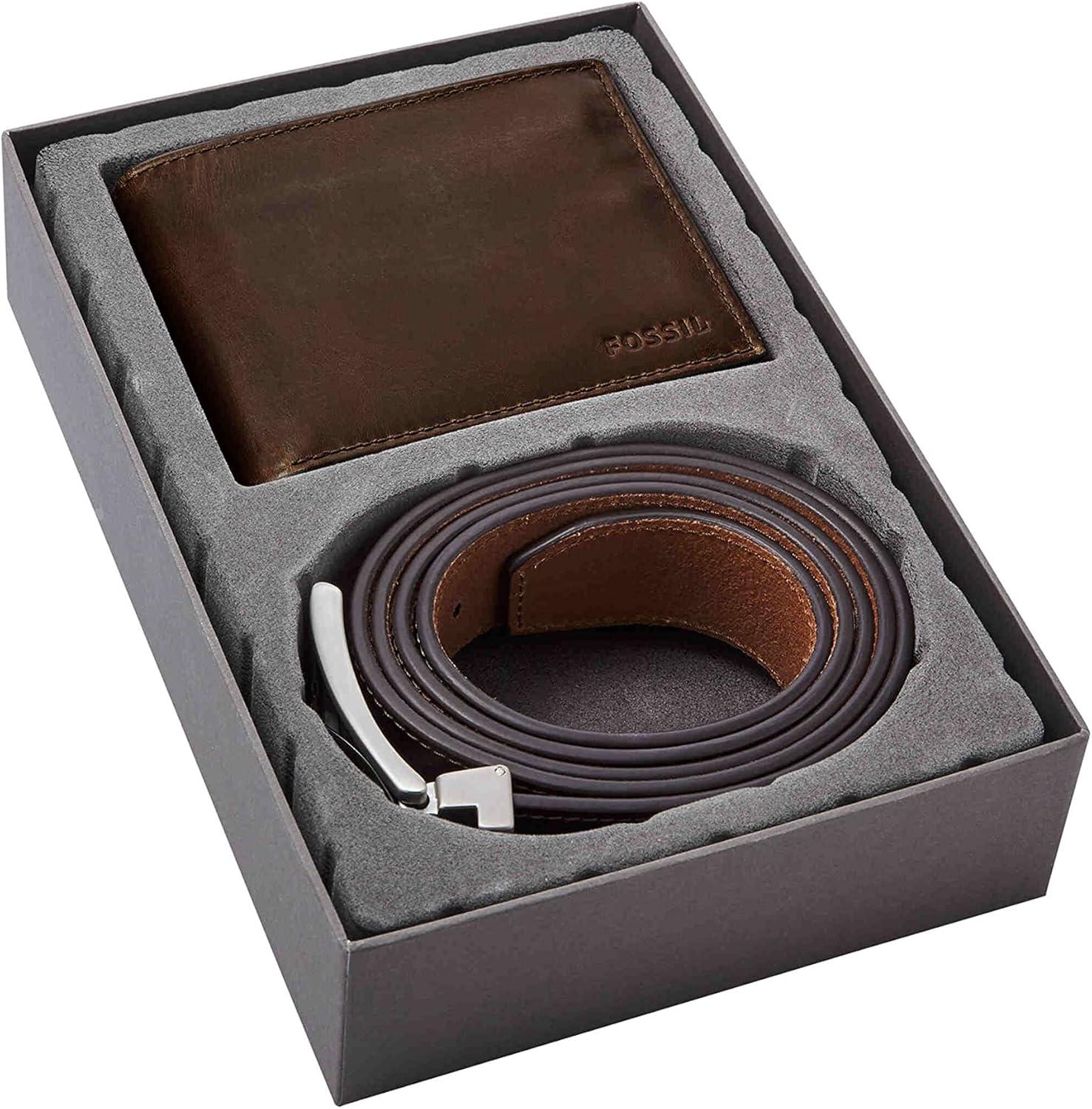 imageFossil Mens Derrick Bifold Flip ID WalletBrown Belt Set