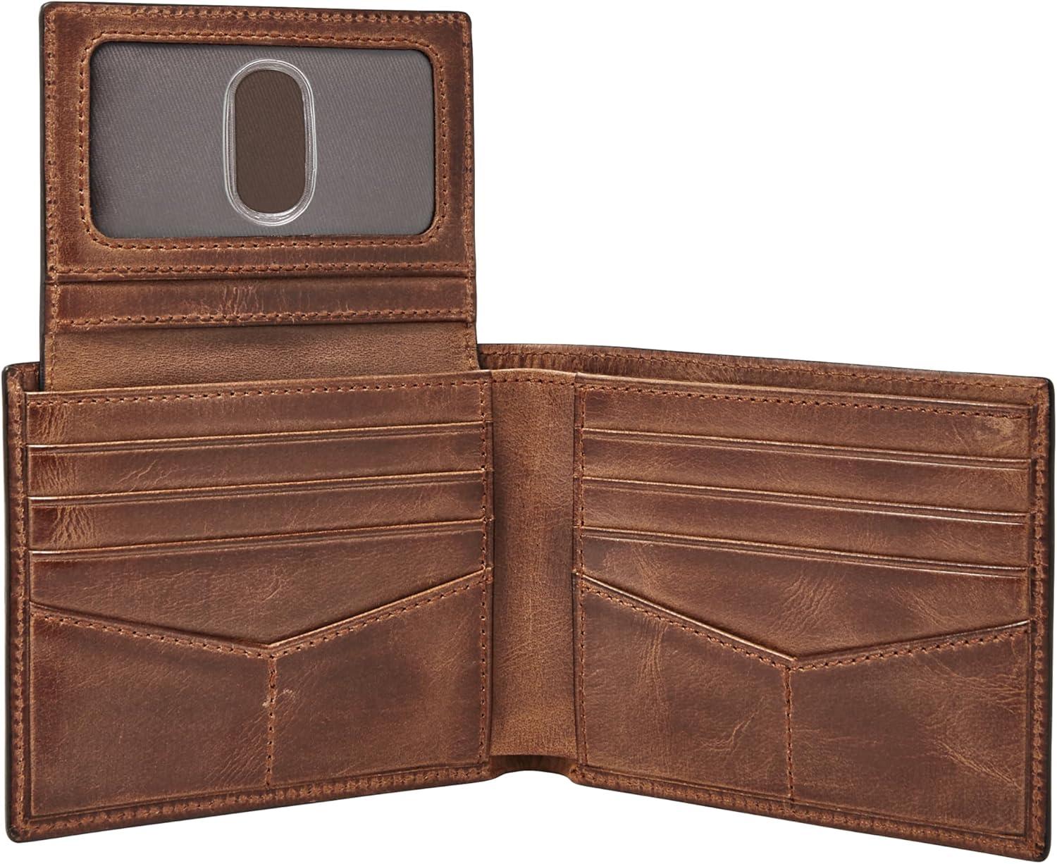 imageFossil Mens Derrick Leather RFIDBlocking Bifold Passcase with Removable Card Case WalletBrown
