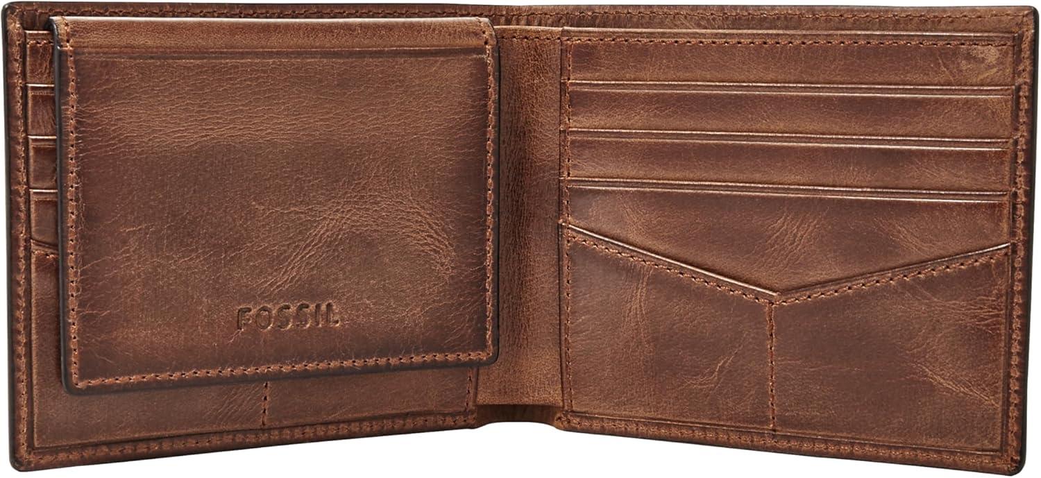 imageFossil Mens Derrick Leather RFIDBlocking Bifold Passcase with Removable Card Case WalletBrown