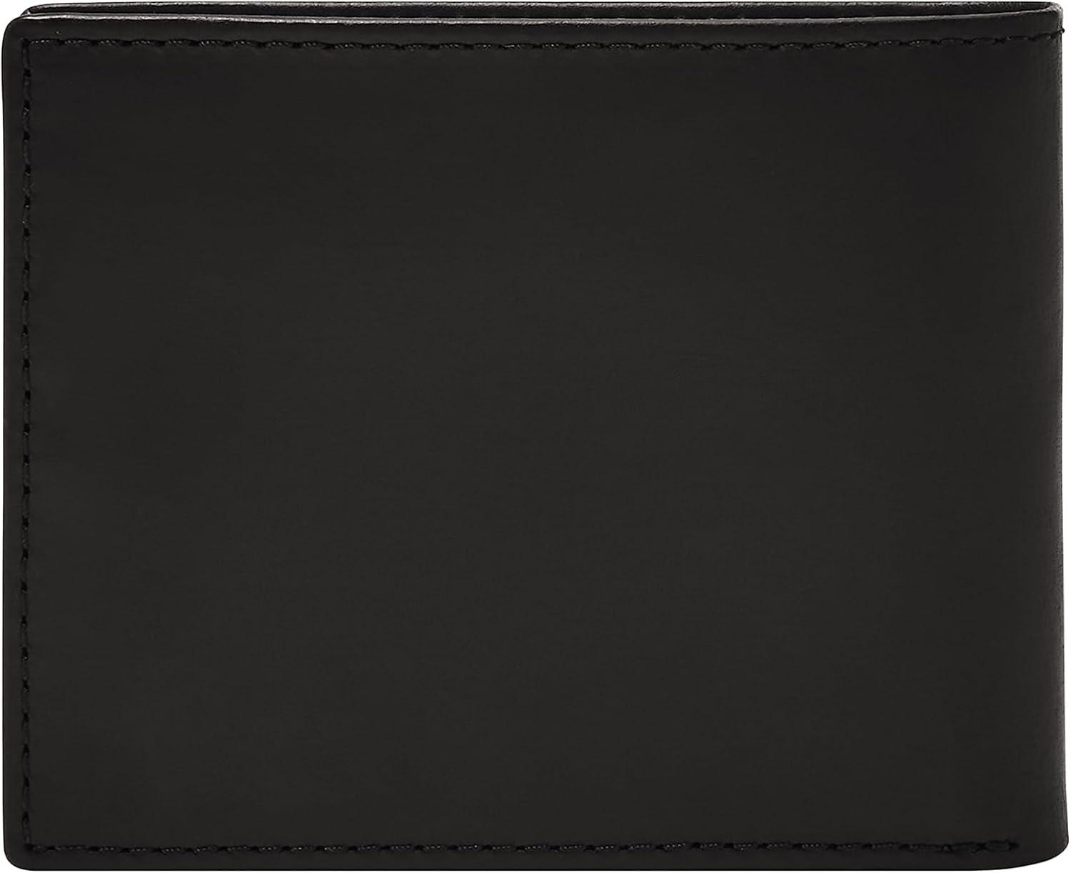 imageFossil Mens Derrick RFIDBlocking Leather Bifold Wallet with Flip ID Window for MenBlack