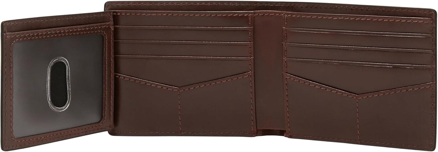 imageFossil Mens Derrick RFIDBlocking Leather Bifold Wallet with Flip ID Window for MenBrown Bandana