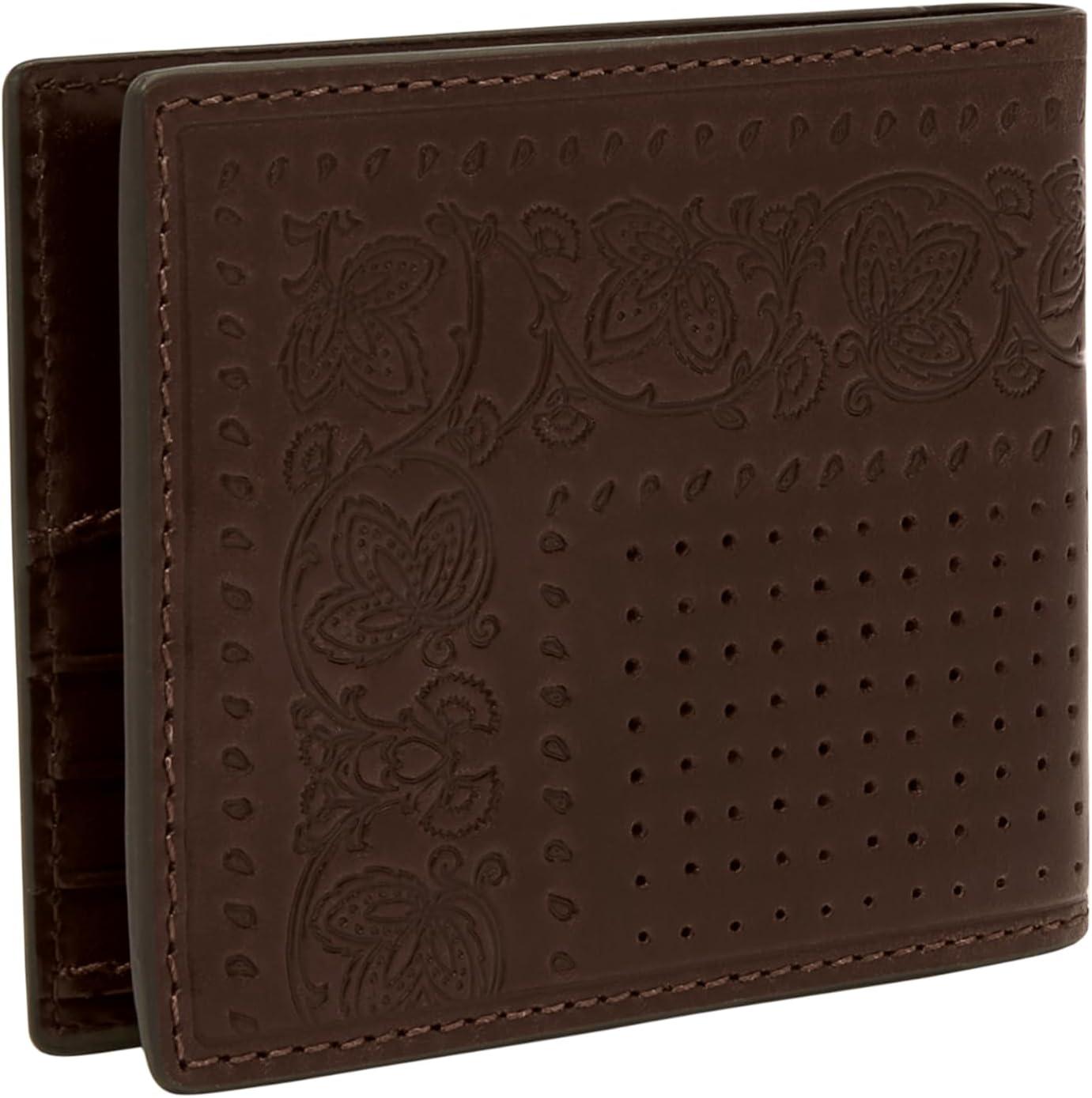 imageFossil Mens Derrick RFIDBlocking Leather Bifold Wallet with Flip ID Window for MenBrown Bandana
