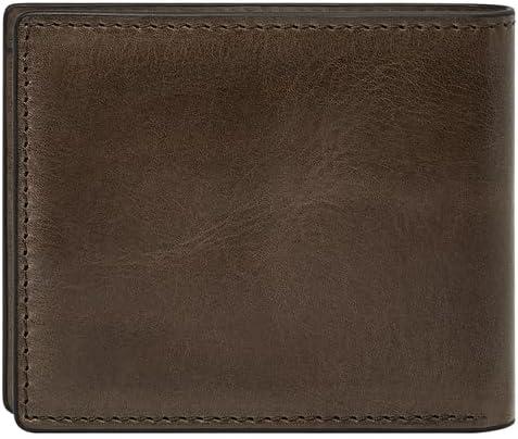imageFossil Mens Derrick RFIDBlocking Leather Bifold Wallet with Flip ID Window for MenDark Khaki