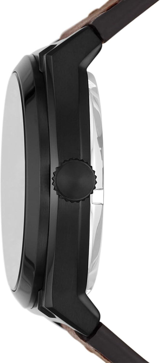 imageFossil Mens Everett Automatic Stainless Steel ThreeHand WatchBrown LeatherBlack