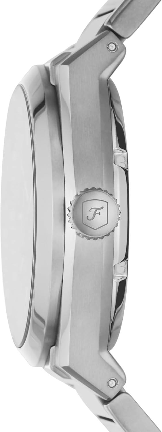 imageFossil Mens Everett Automatic Stainless Steel ThreeHand WatchSilverBlue