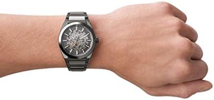 imageFossil Mens Everett Automatic Stainless Steel ThreeHand WatchSmoke Gray