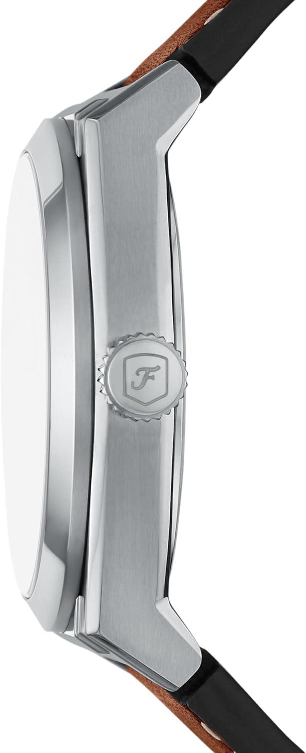 imageFossil Mens Everett Quartz Stainless Steel ThreeHand WatchBrownSilverBlue