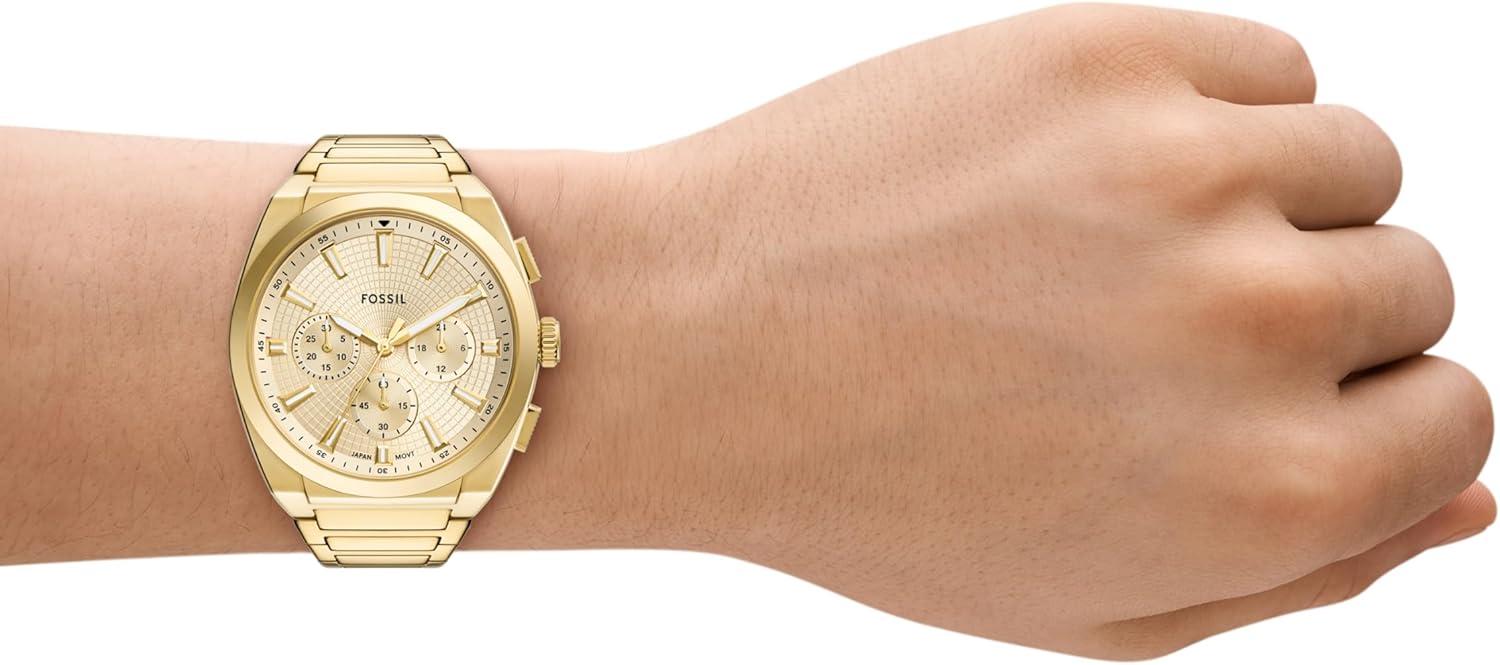 imageFossil Mens Everett Quartz Stainless Steel ThreeHand WatchGold Chrono