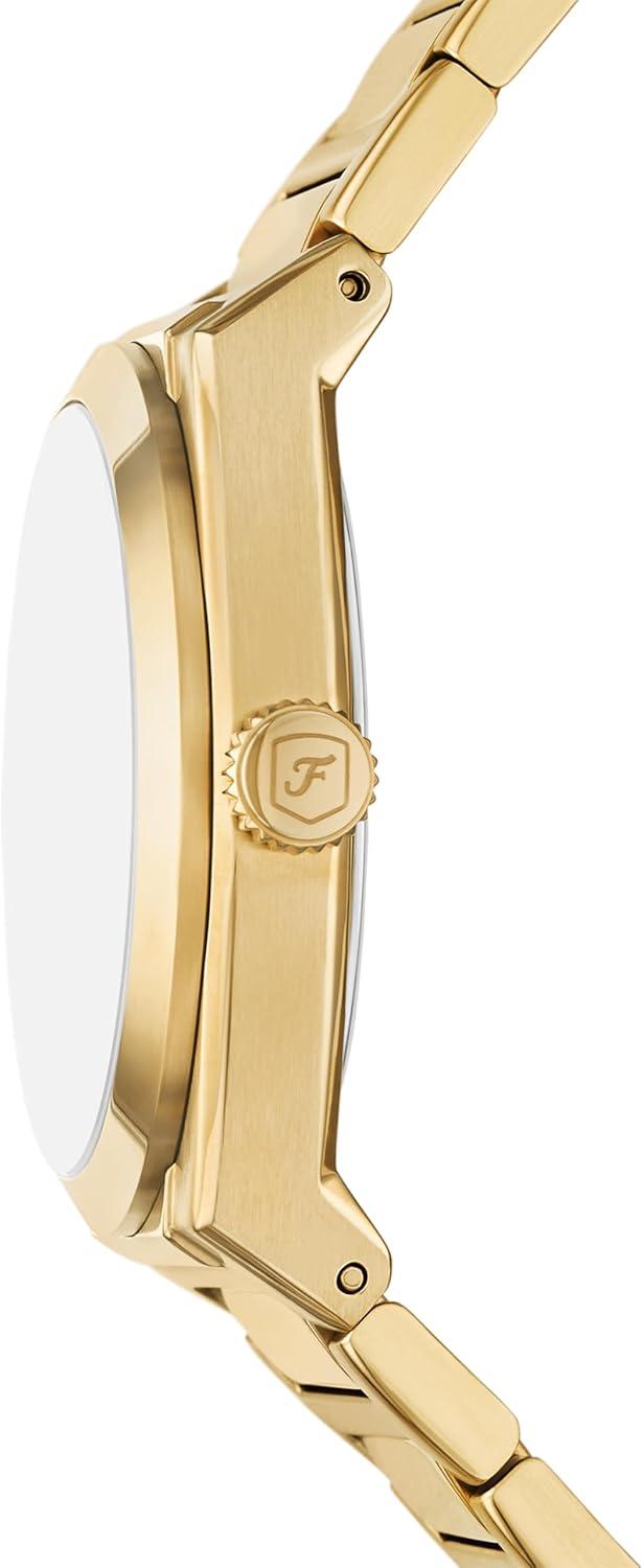 imageFossil Mens Everett Quartz Stainless Steel ThreeHand WatchGoldGreen