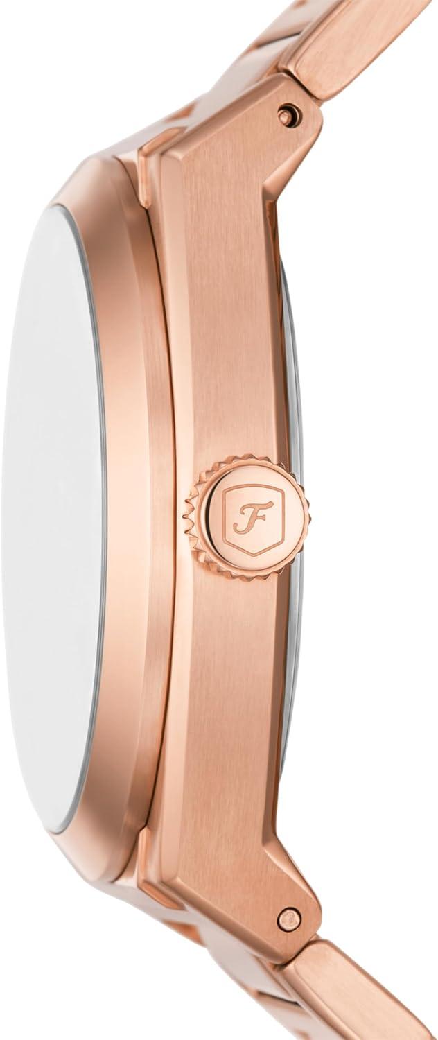 imageFossil Mens Everett Quartz Stainless Steel ThreeHand WatchRose GoldGreen