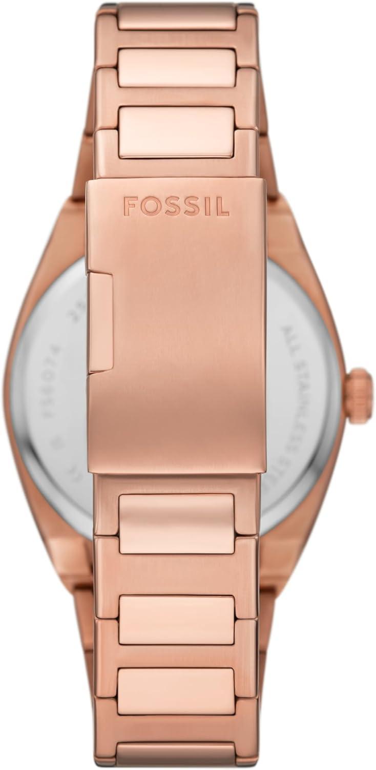 imageFossil Mens Everett Quartz Stainless Steel ThreeHand WatchRose GoldGreen