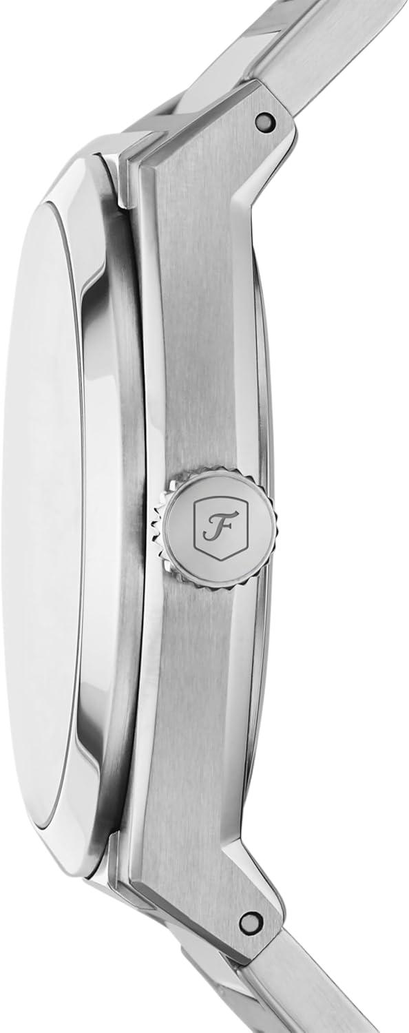 imageFossil Mens Everett Quartz Stainless Steel ThreeHand WatchSilverBlack