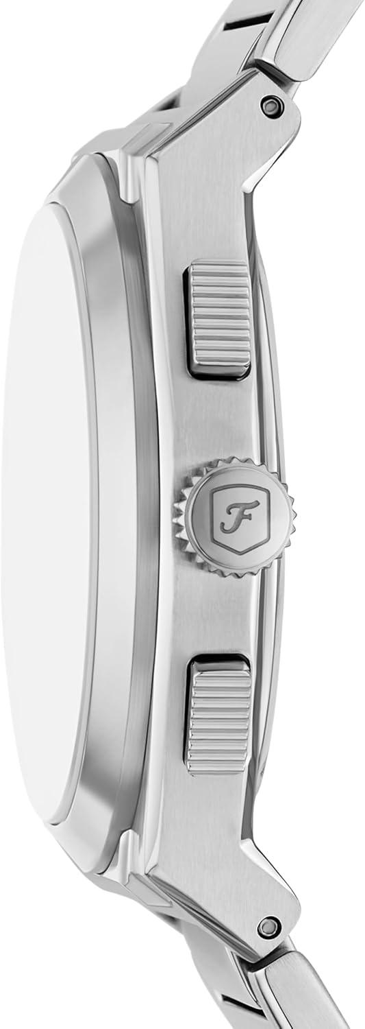 imageFossil Mens Everett Quartz Stainless Steel ThreeHand WatchSilverBlue Chrono