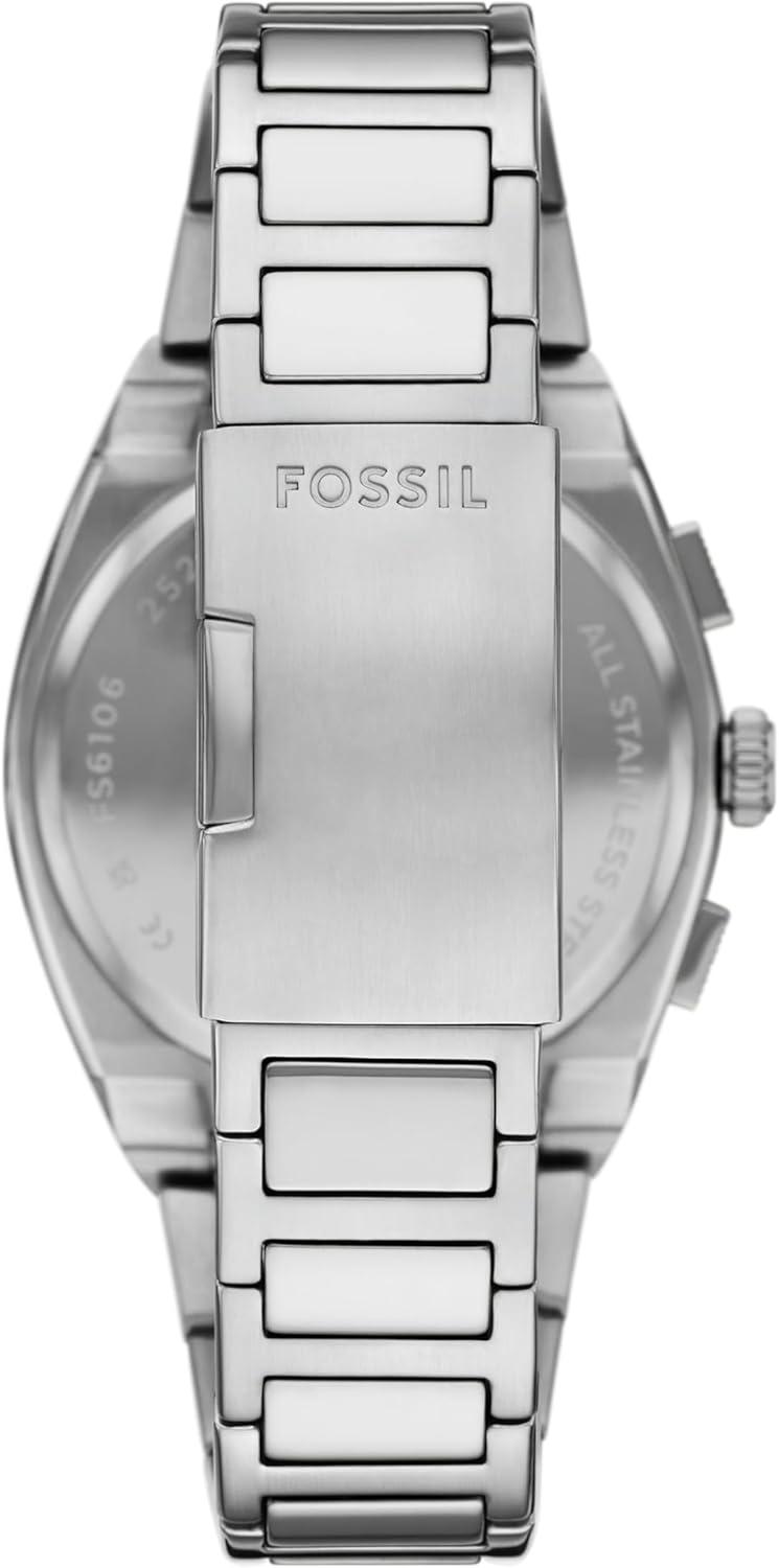 imageFossil Mens Everett Quartz Stainless Steel ThreeHand WatchSilverBlue Chrono