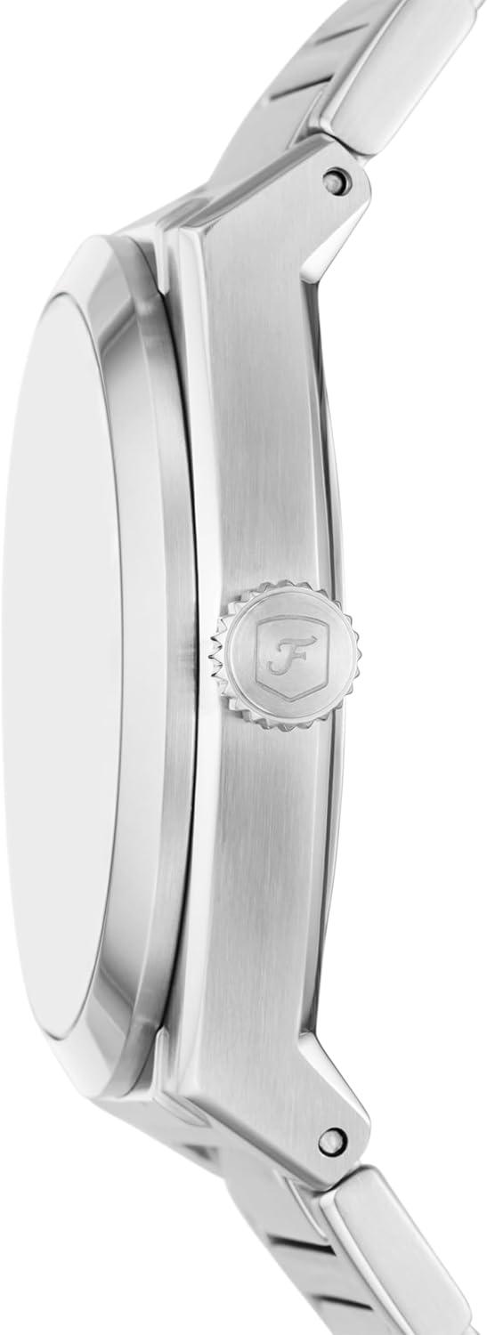 imageFossil Mens Everett Quartz Stainless Steel ThreeHand WatchSilverGreen