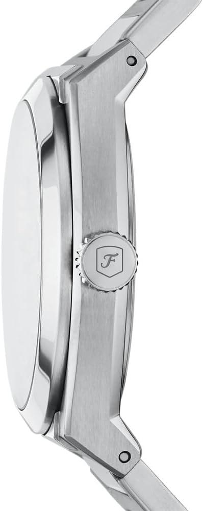 imageFossil Mens Everett Quartz Stainless Steel ThreeHand WatchSilverTurquoise Abalone