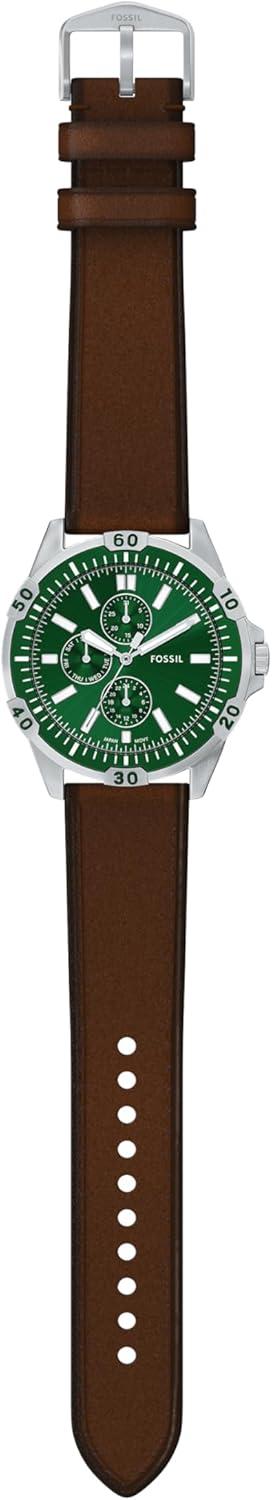imageFossil Mens Garrett Multifunction TwoTone Stainless Steel WatchBrownGreen