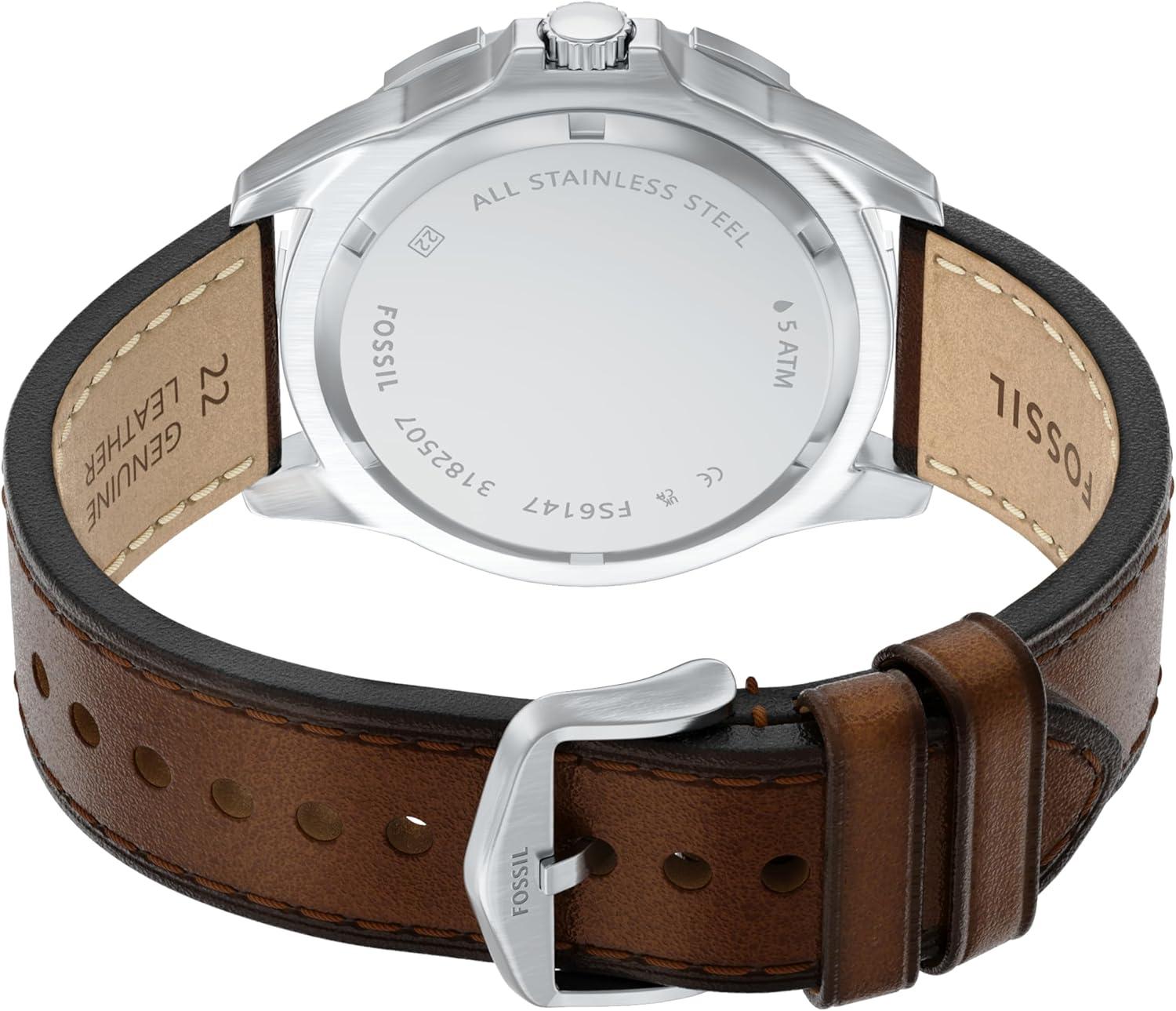 imageFossil Mens Garrett Multifunction TwoTone Stainless Steel WatchBrownGreen