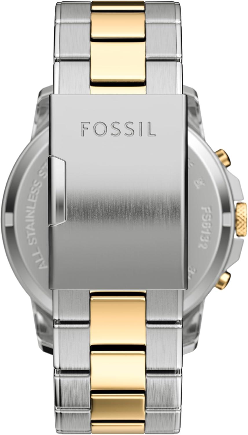 imageFossil Mens Grant Quartz Stainless Steel and Leather Chronograph WatchTwo ToneBlue